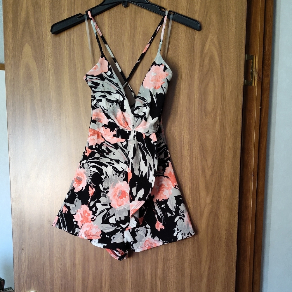 Fashion Nova Black and White Strappy Romper